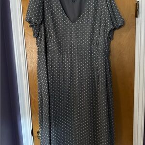 Modcloth Gray Polka Dot Short Sleeve Dress